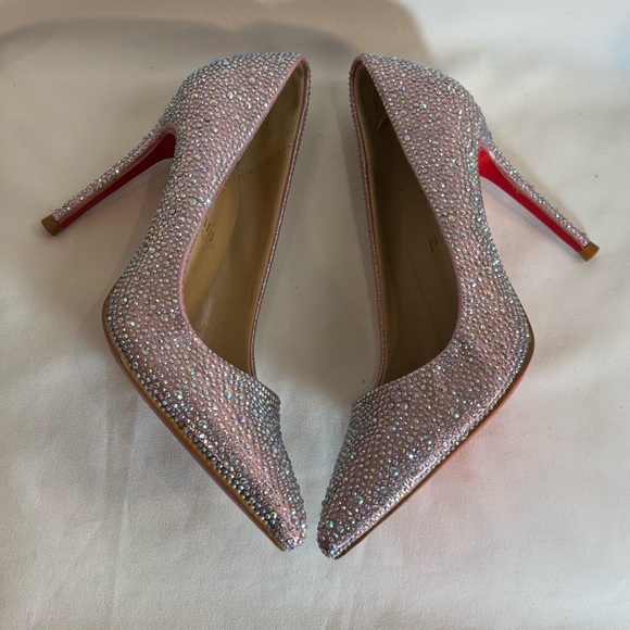 PUMPS Sz 37 Pink Glitter High Heels Pointy Designer Inspired Red Outsole - Picture 4 of 6